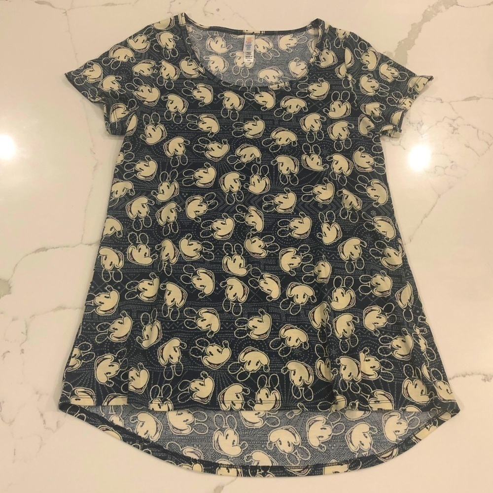 LuLaRoe Perfect Tee Shirt Disney Mickey Mouse Womens XXS Novelty Blue Retro